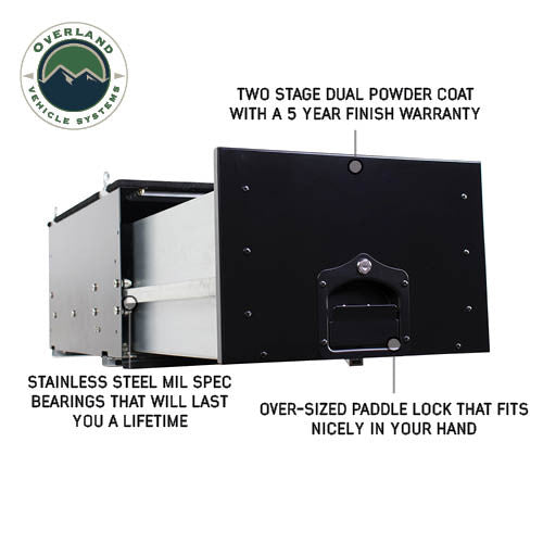 Cargo Box With Slide Out Drawer Size - Black Powder Coat Universal Slide Out