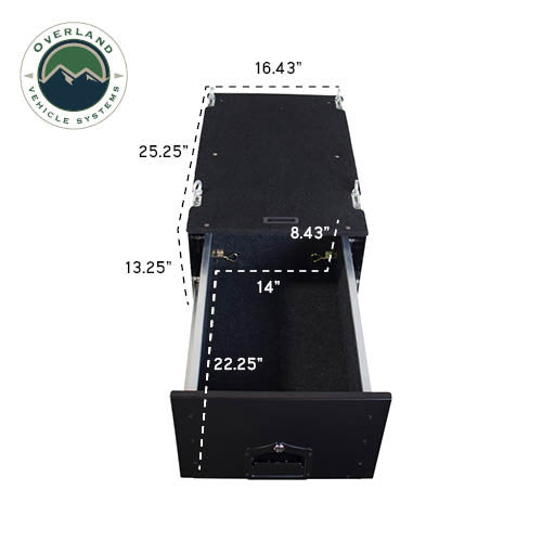 Cargo Box With Slide Out Drawer & Working Station Size - Black Powder Coat Universal Dimensions