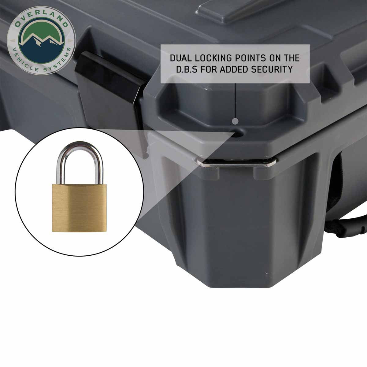 D.B.S. - Dark Grey 169 QT Dry Box with Wheels, Drain, and Bottle Opener lock point
