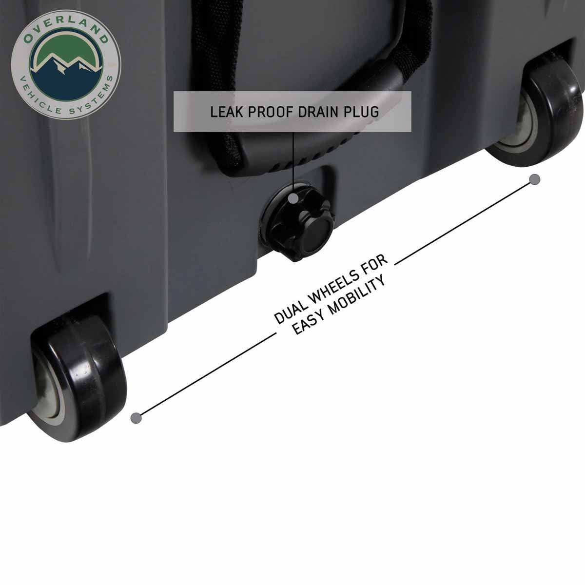 D.B.S. - Dark Grey 169 QT Dry Box with Wheels, Drain, and Bottle Opener drain