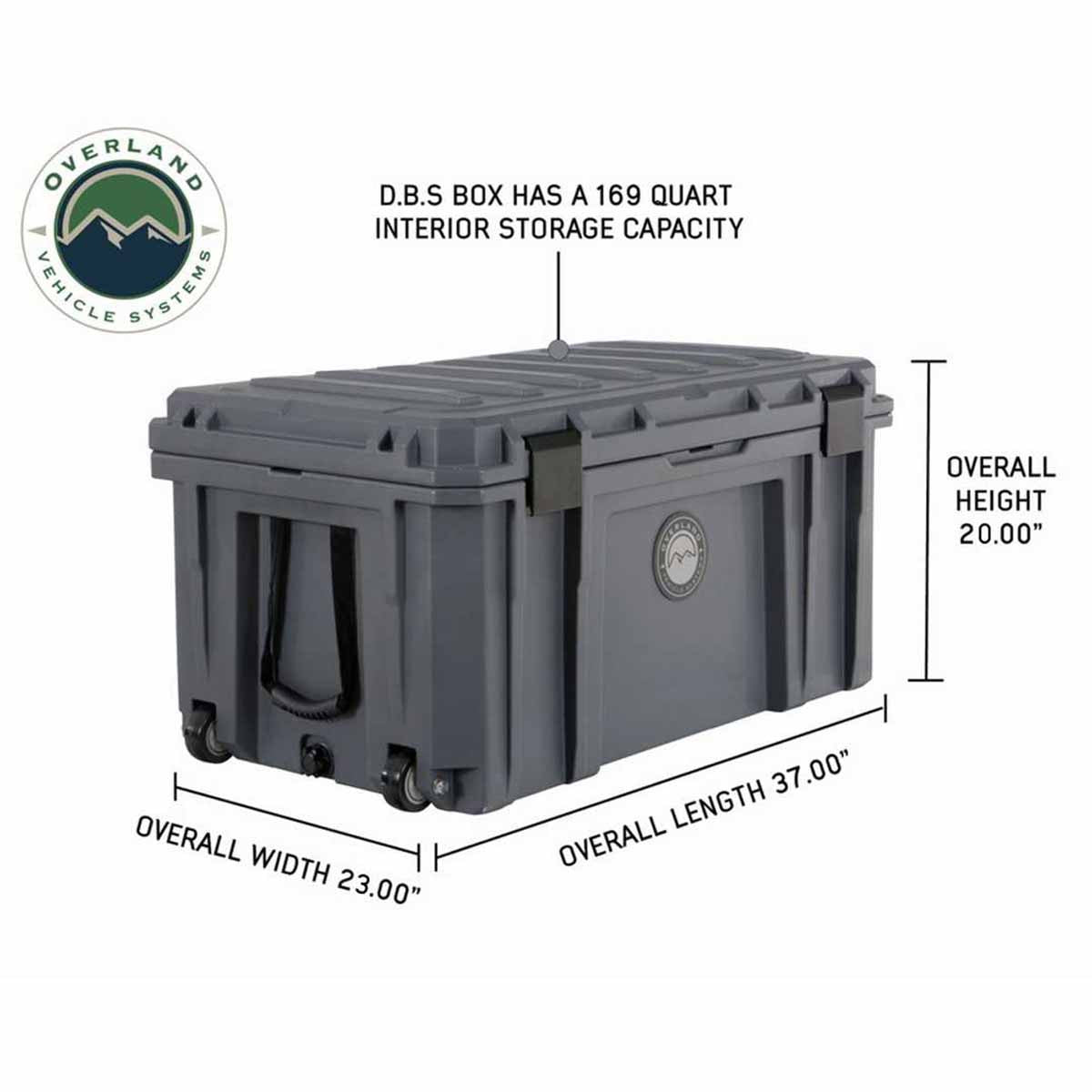 D.B.S. - Dark Grey 169 QT Dry Box with Wheels, Drain, and Bottle Opener dimensions