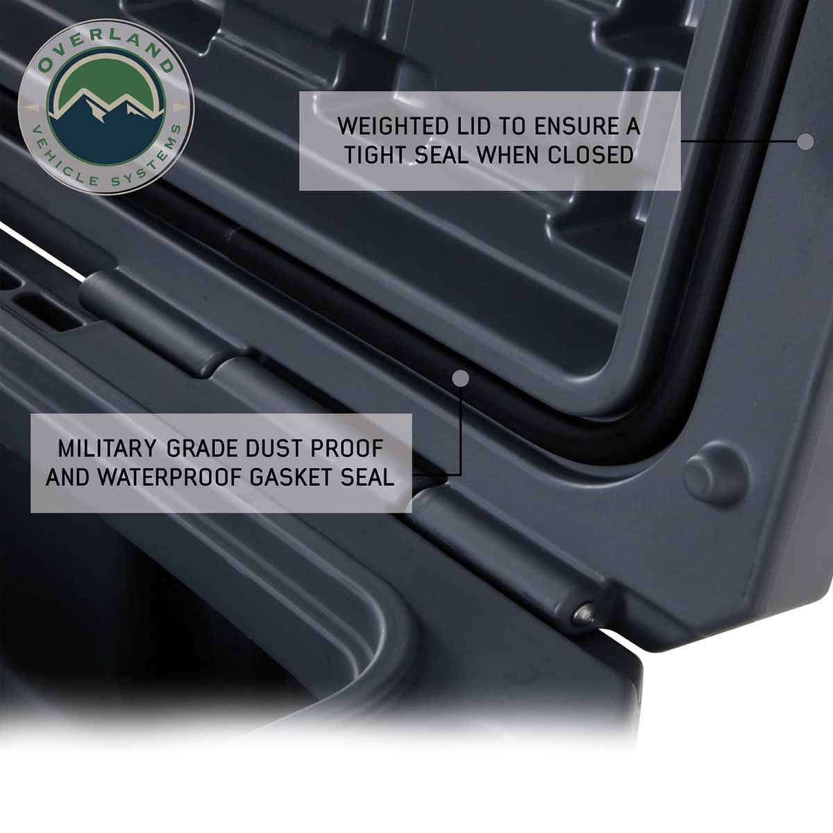 D.B.S. - Dark Grey 169 QT Dry Box with Wheels, Drain, and Bottle Opener seal