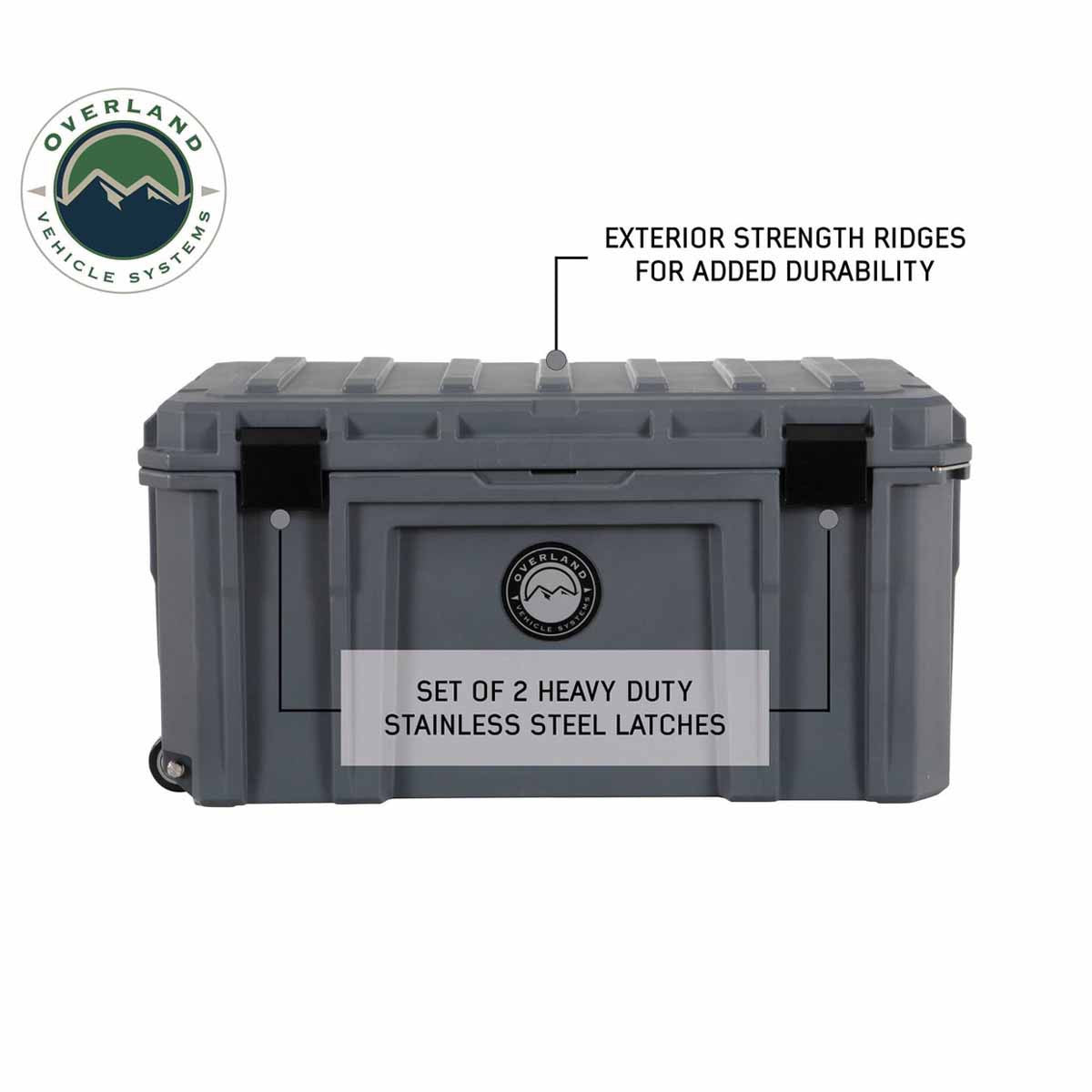 D.B.S. - Dark Grey 169 QT Dry Box with Wheels, Drain, and Bottle Opener front