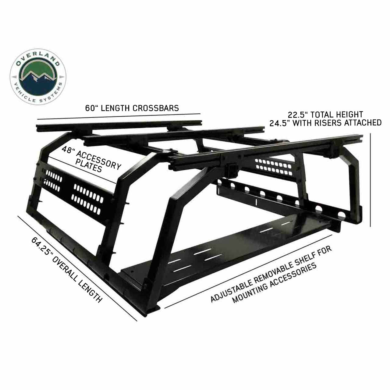 Discovery Rack with Side Cargo Plates, With Front Cargo Tray Full Size Dimensions