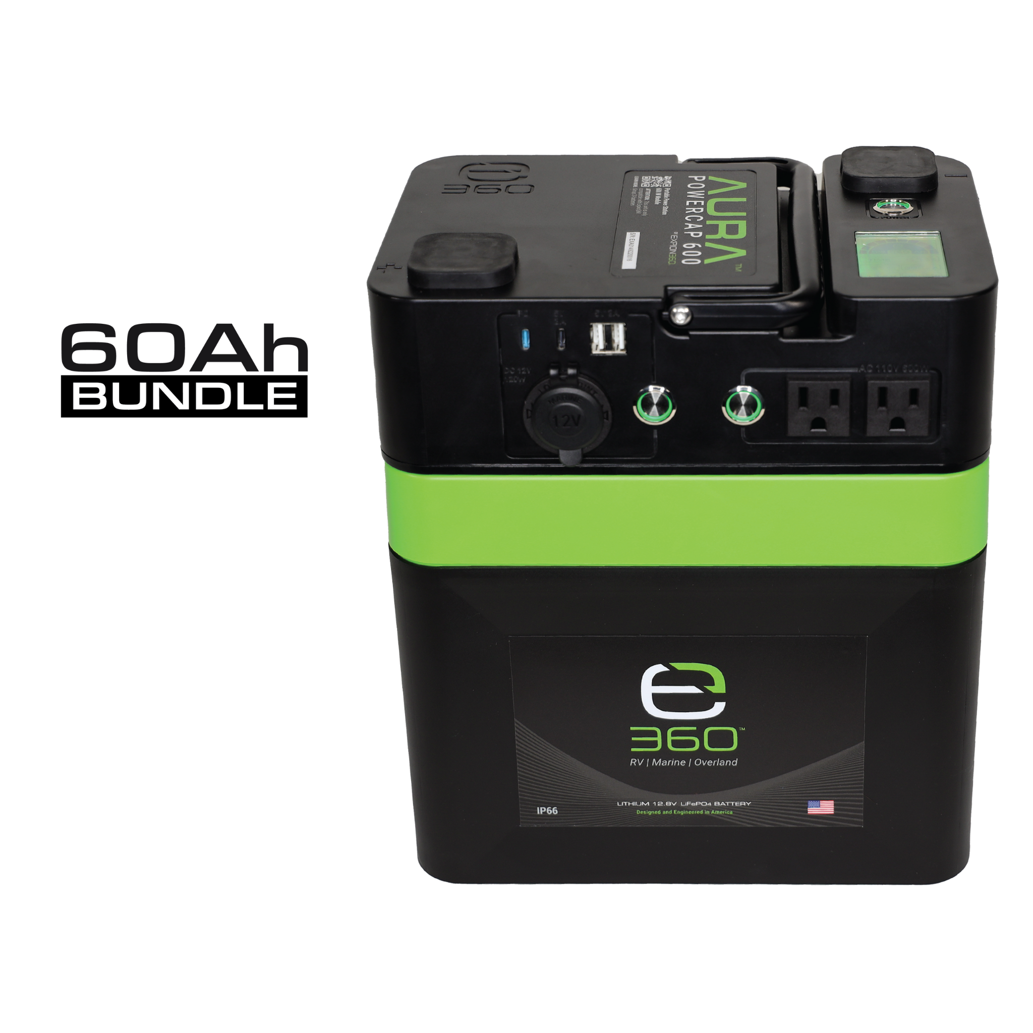 Expion360 60Ah AURA Powercap 600W Inverter Power System – LiFePO4 Portable Power Bundle