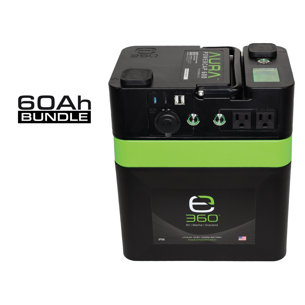 Expion360 60Ah AURA Powercap 600W Inverter Power System – LiFePO4 Portable Power Bundle