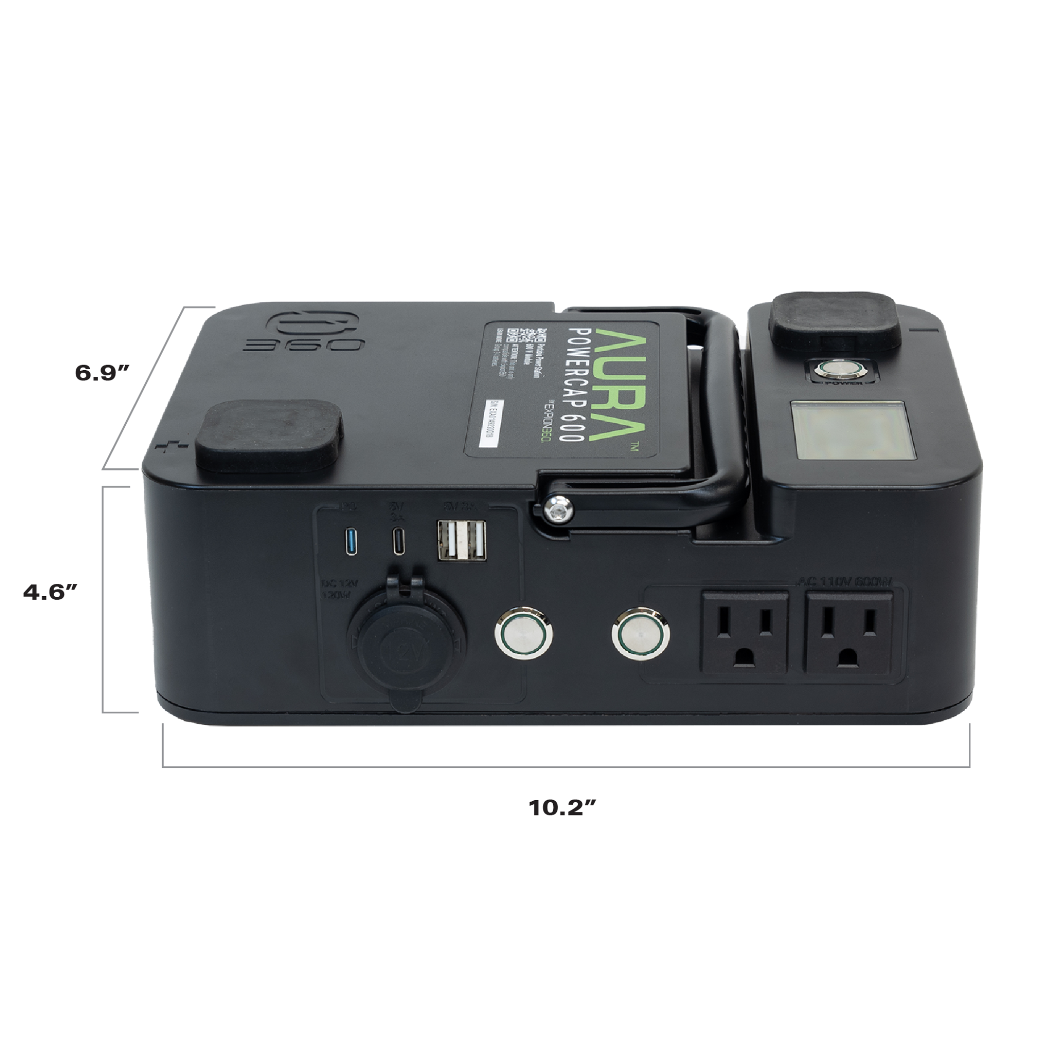 Expion360 Aura PowerCap 600W LiFePO4 Battery Inverter – Portable Power Station Cap