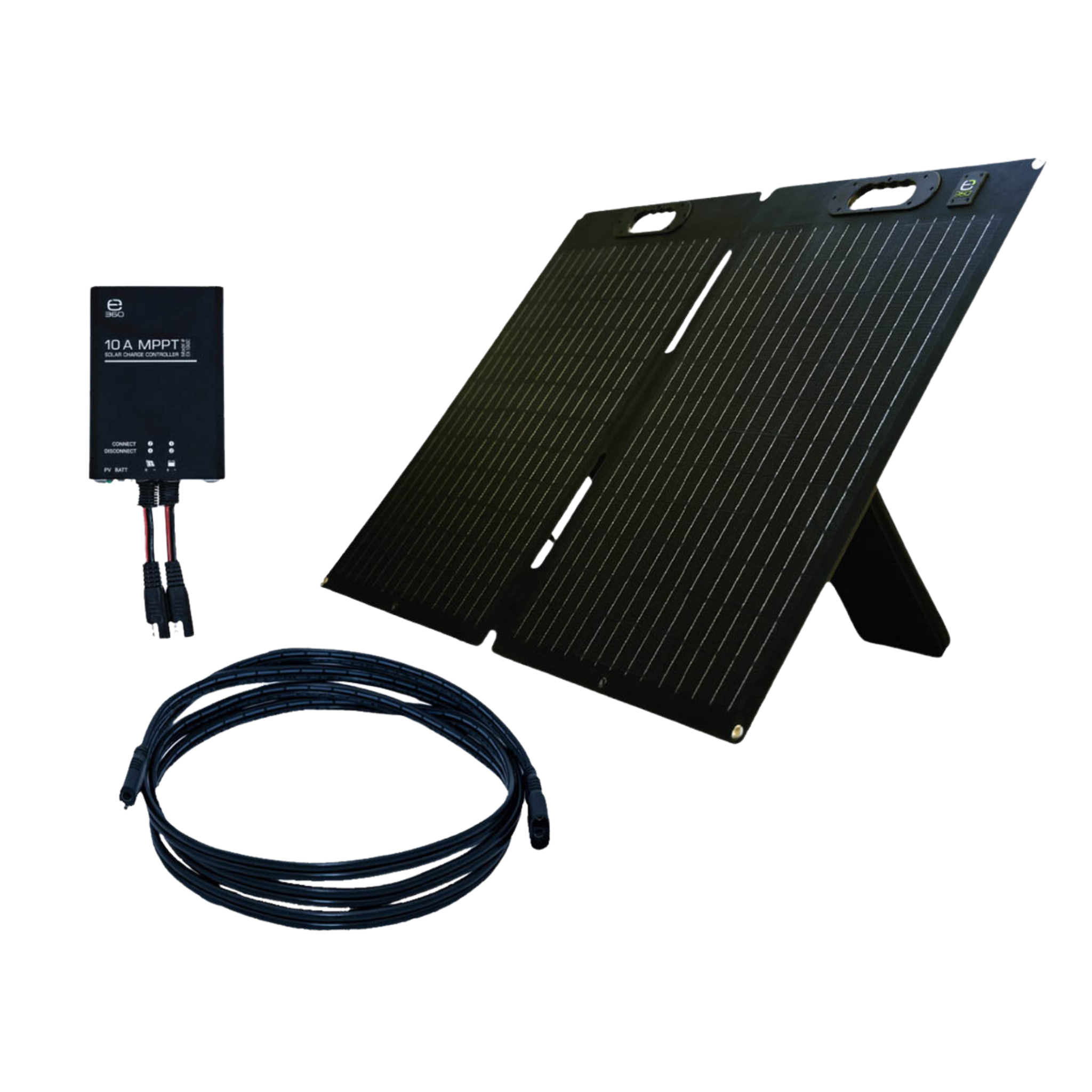 Expion360 120W Portable Solar Power Bundle – Panel, 10A Controller & SAE Cable