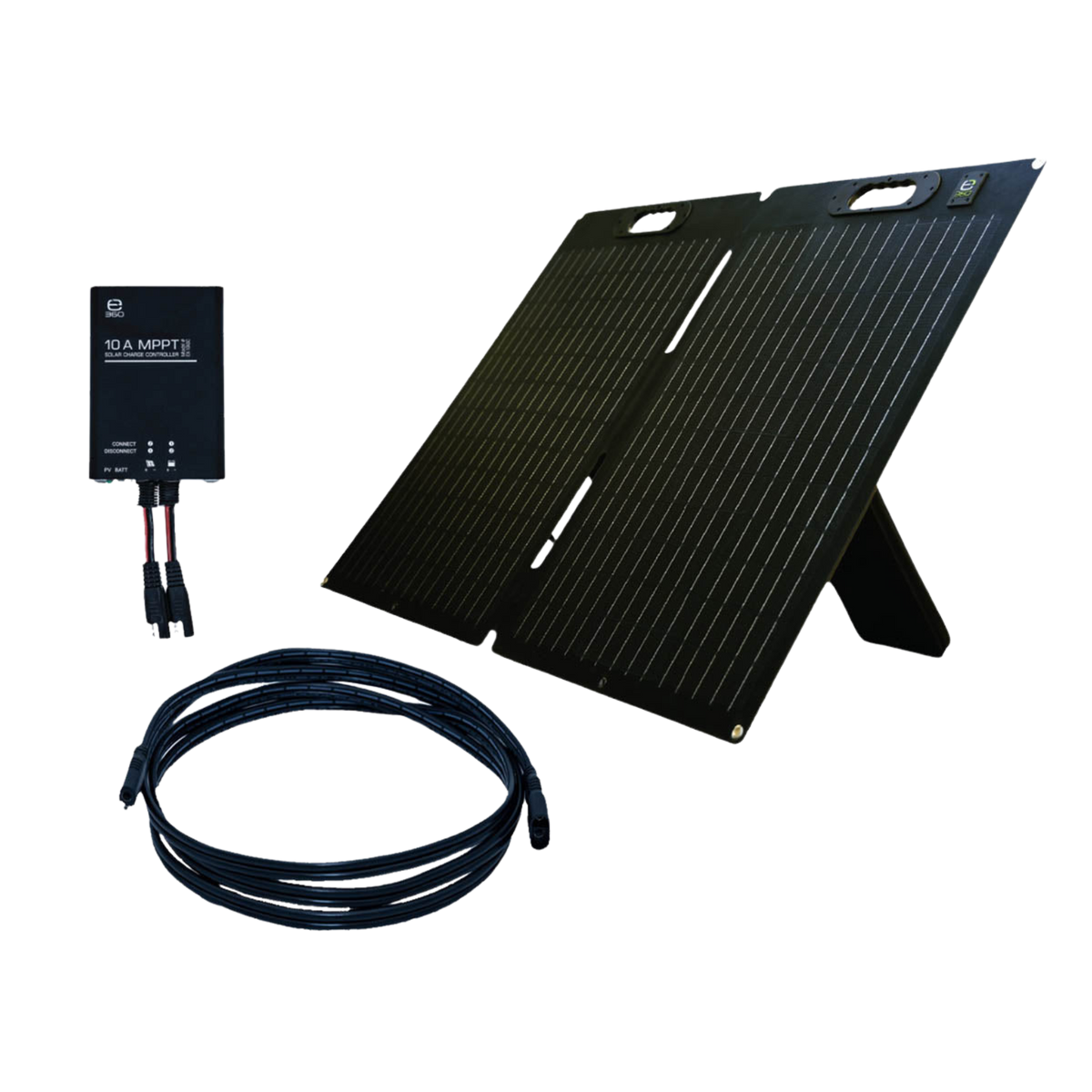 Expion360 120W Portable Solar Power Bundle – Panel, 10A Controller & SAE Cable