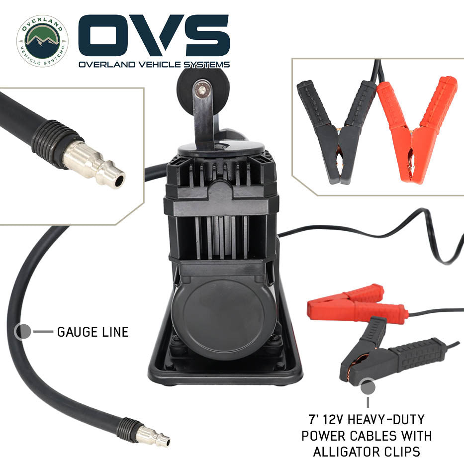 EGOI Portable Single/Dual Motor Digital Air Compressor System With Control Panel, Storage Bag, Hose & Attachments Side