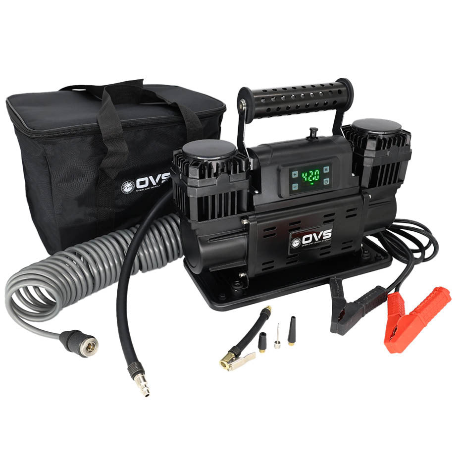 EGOI Portable Single/Dual Motor Digital Air Compressor System With Control Panel, Storage Bag, Hose & Attachments Dual