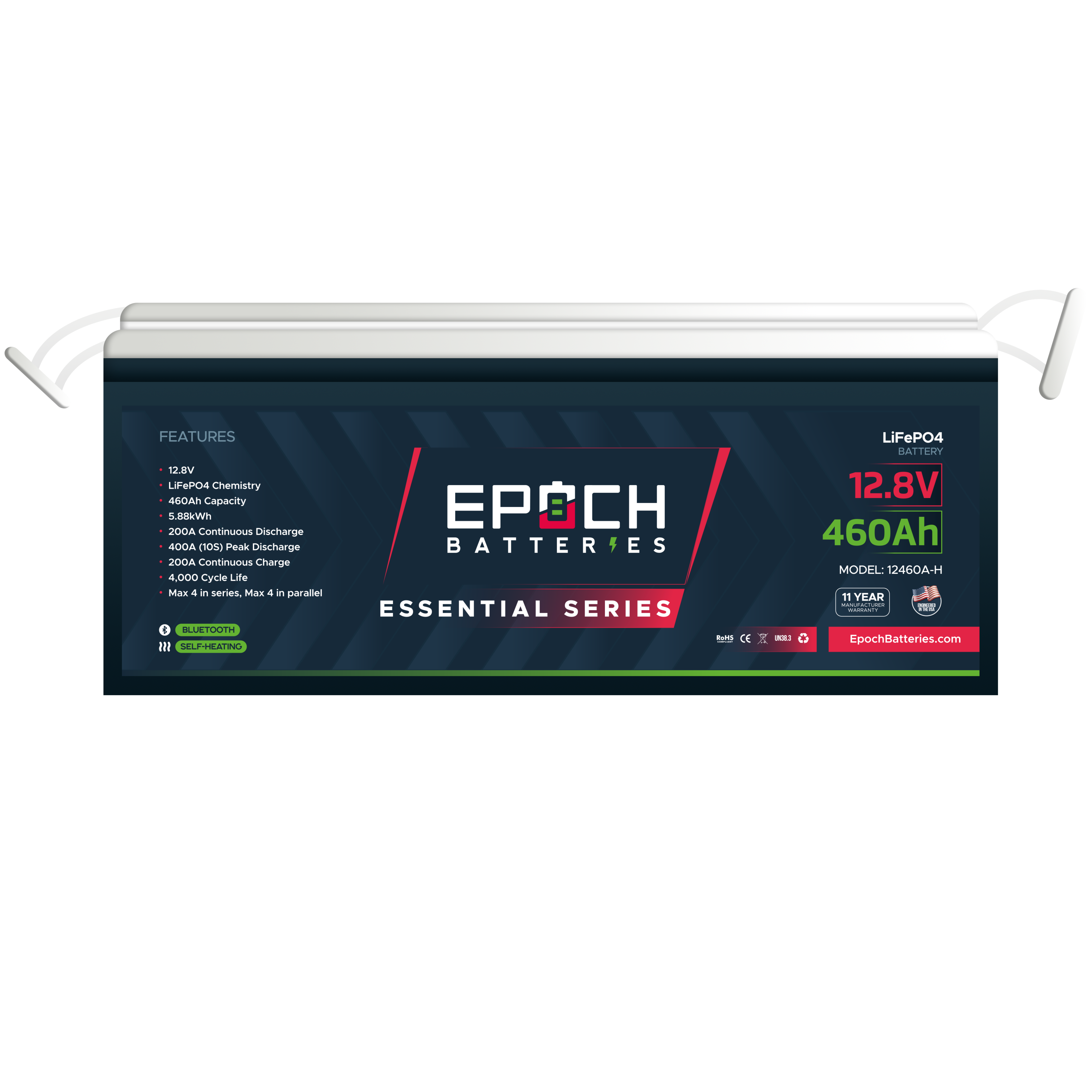 12V 460Ah Essential Series - Bluetooth & Heated LiFePO4 Battery by Epoch Batteries