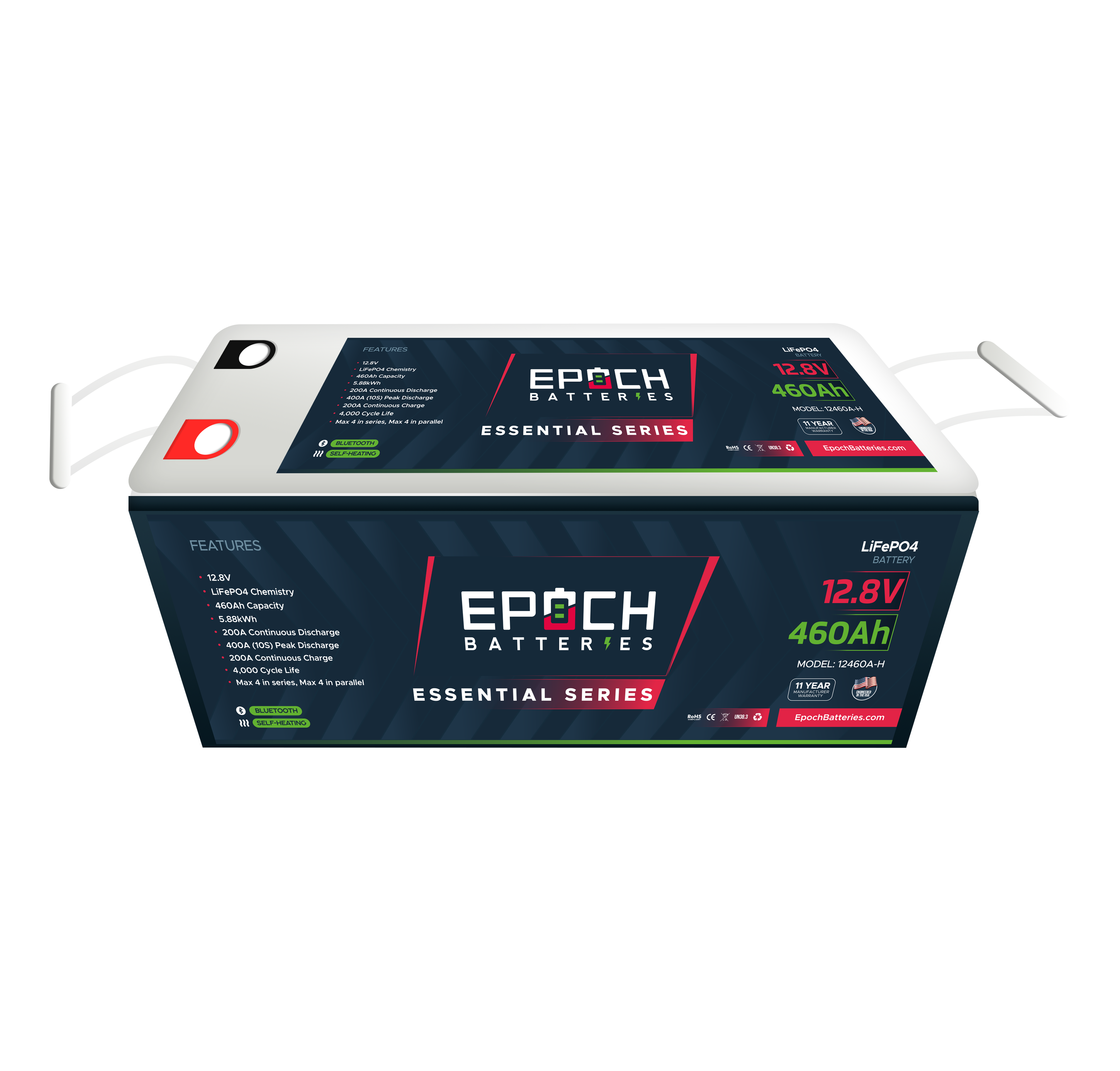 12V 460Ah Essential Series - Bluetooth & Heated LiFePO4 Battery by Epoch Batteries