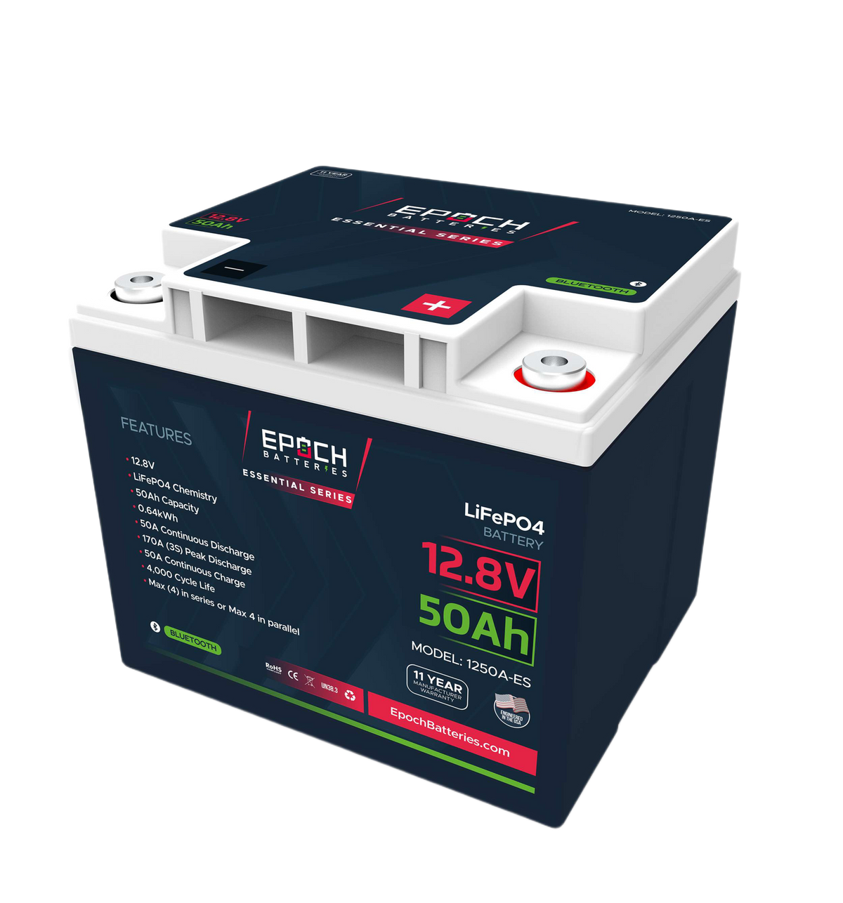 12V 50Ah Essential Series - Bluetooth LiFePO4 Battery by Epoch Batteries