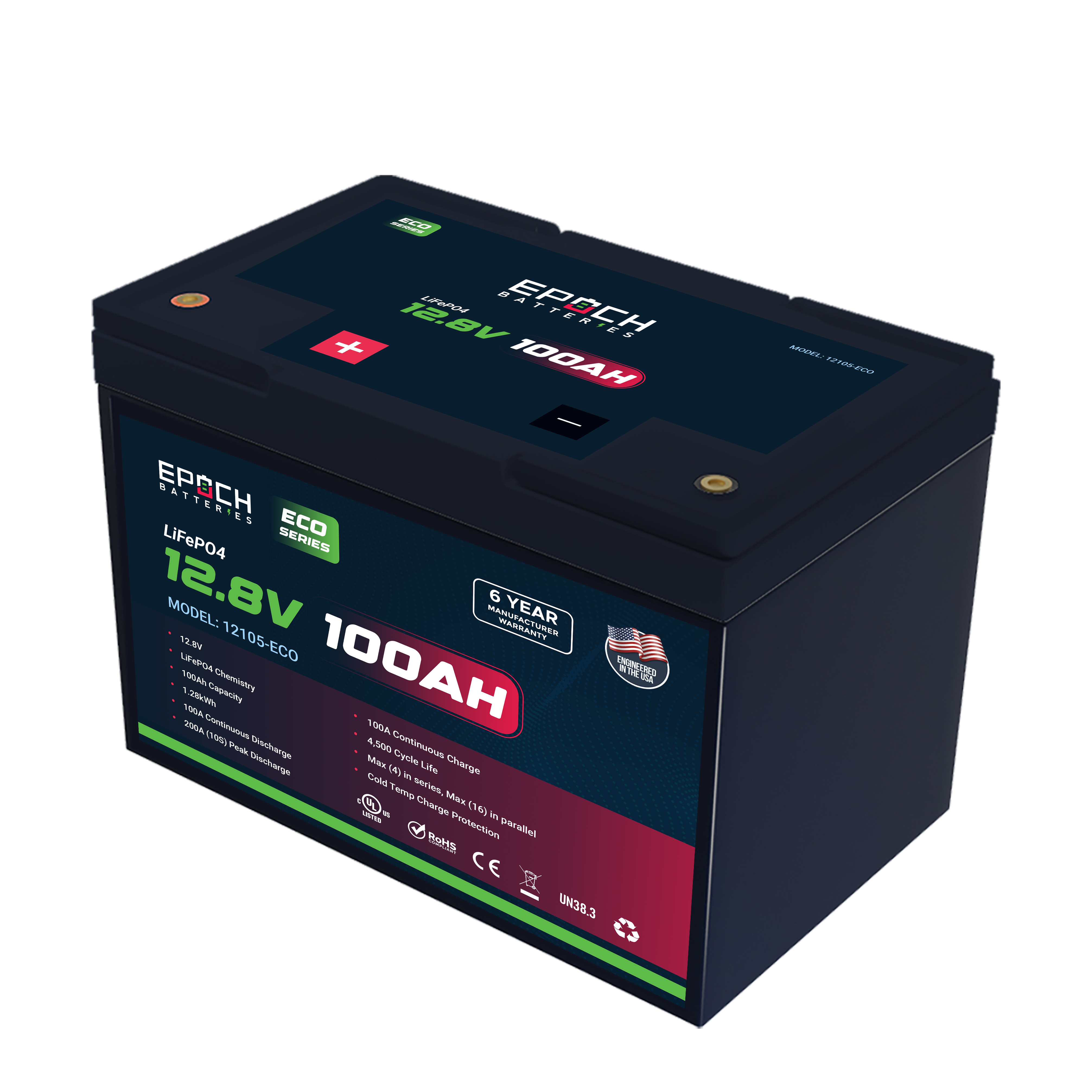 12V 100Ah Eco Series LiFePO4 Battery by Epoch Batteries