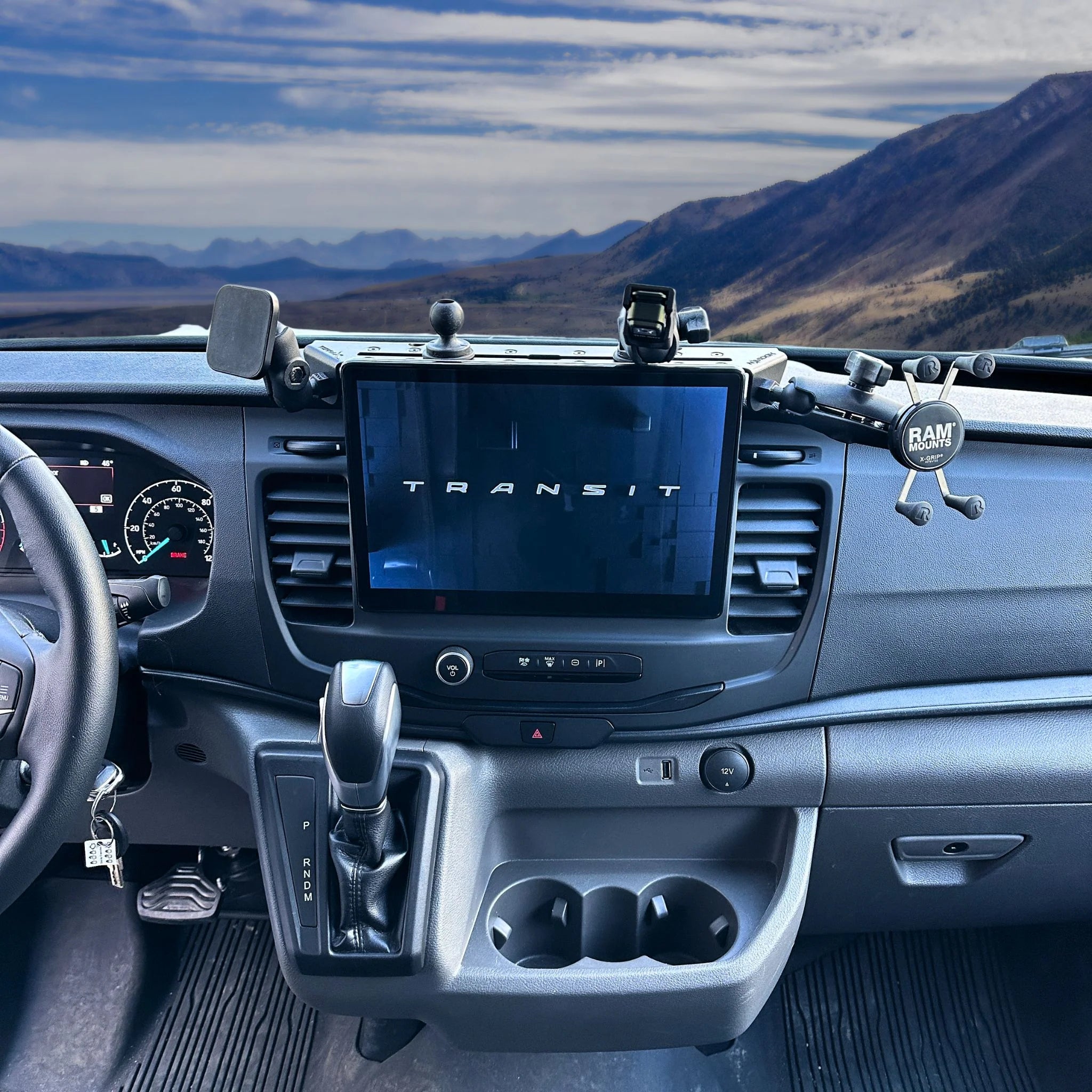 Ford Transit Dash Mount – Navidok No-Drill Dash Mount for 12" Screen Vans (with Dual RAM Balls & T-Slot Track)