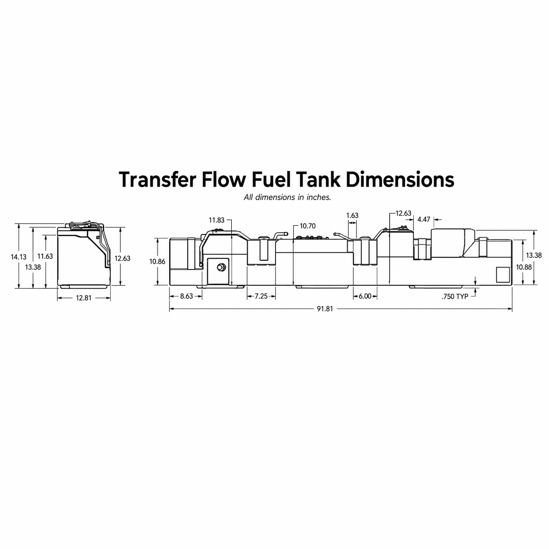 45 Gallon Ford Transit 350 Van Midship Replacement Fuel Tank