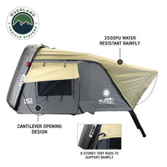 HD Bundu Hard Shell Roof Top Tent-Grey Body & Green Rainfly Side