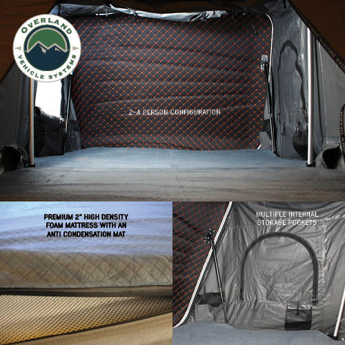 HD Bundu Hard Shell Roof Top Tent-Grey Body & Green Rainfly Inside