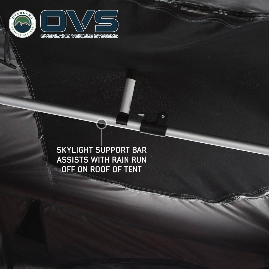 HD Bushveld 2 Person Cantilever Hard Shell Roof Top Tent Grey Body & Tan Rainfly Skylight Brace