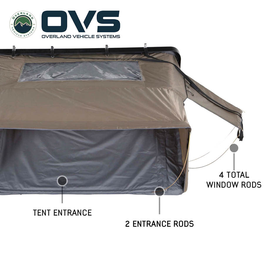 HD Bushveld 2 Person Cantilever Hard Shell Roof Top Tent Grey Body & Tan Rainfly Front