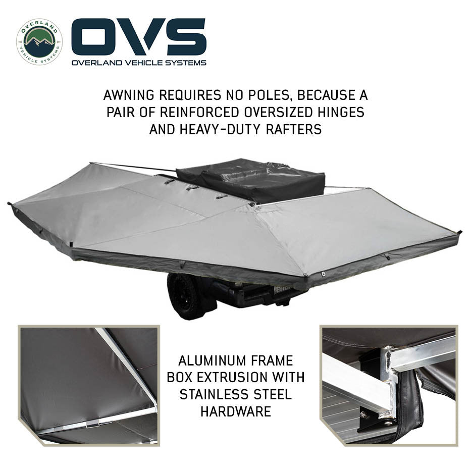HD Nomadic 270 Degree Awning - Driver Side - Dark Gray Awning with Black Cover Top