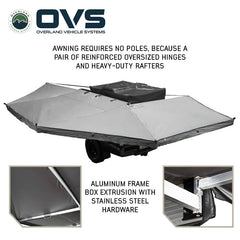 HD Nomadic 270 Degree Awning - Driver Side - Dark Gray Awning with Black Cover Top
