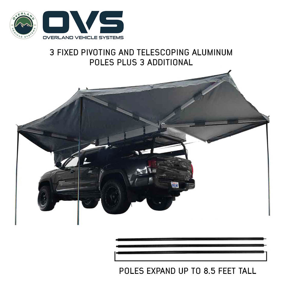 HD Nomadic 270 Degree Awning - Driver Side - Dark Gray Awning with Black Cover Bottom