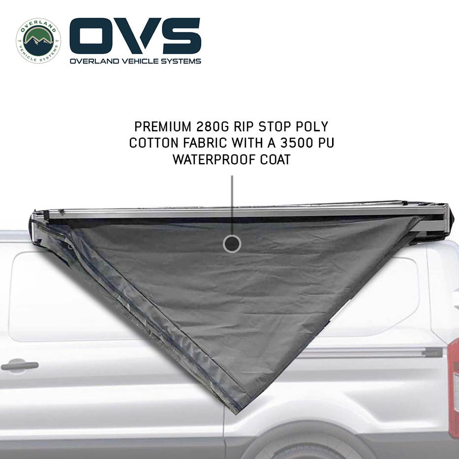 HD Nomadic 270 Degree Driver Side Awning with Bracket Kit for Mid - High Roofline Vans Fabric