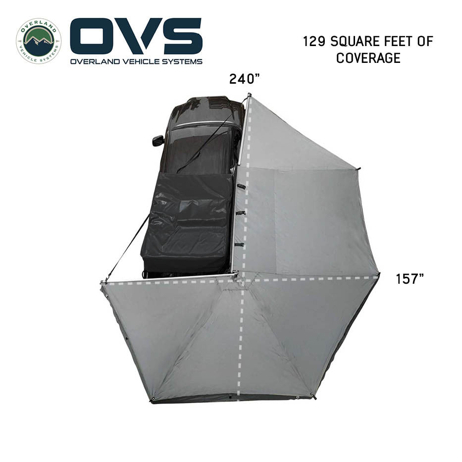 HD Nomadic 270 Degree Awning - Passenger Side - Dark Gray Awning With Black Cover Dimensions