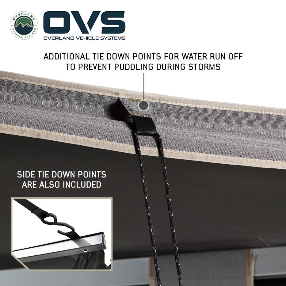 HD Nomadic 270 Degree Awning - Passenger Side - Dark Gray Awning With Black Cover Guide Lines