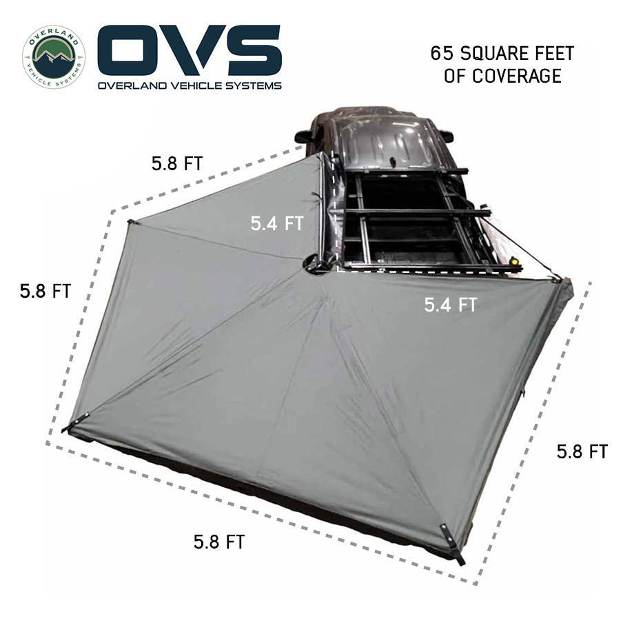 HD Nomadic 270 LTE Awning - Driver Side - Dark Gray with Black Travel Cover Universal Top