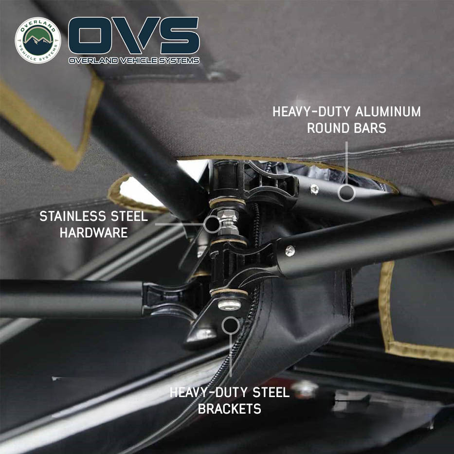 HD Nomadic 270 LTE Awning - Driver Side - Dark Gray with Black Travel Cover Universal Truss