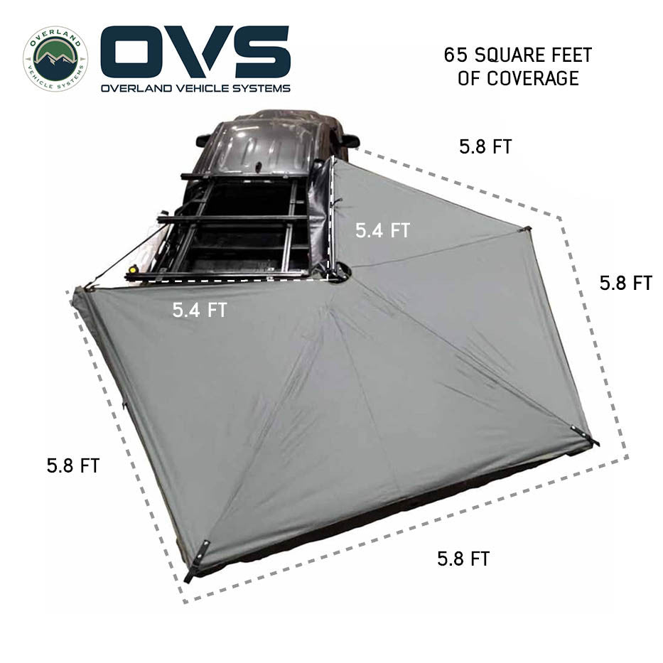 HD Nomadic 270 LTE Awning - Passenger Side - Dark Gray with Black Travel Cover Universal Dimensions