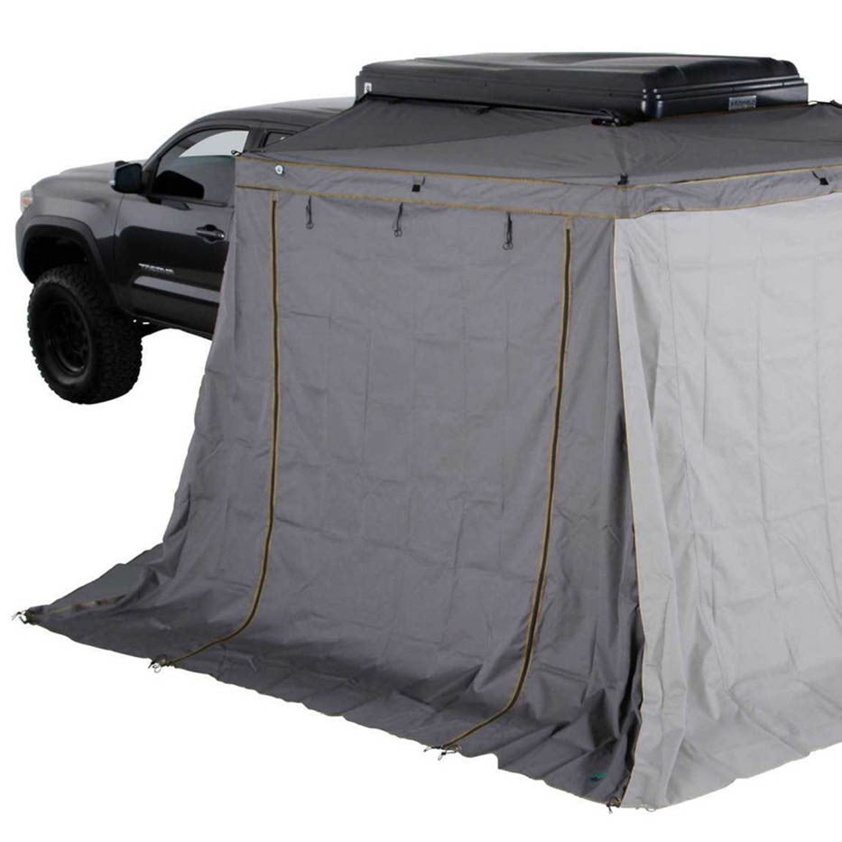 HD Nomadic 270 LTE Awning Walls - Dark Grey with Green Trim Wall 1 Driver