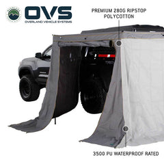 HD Nomadic 270 LTE Awning Walls - Dark Grey with Green Trim Wall 1 Driver Open