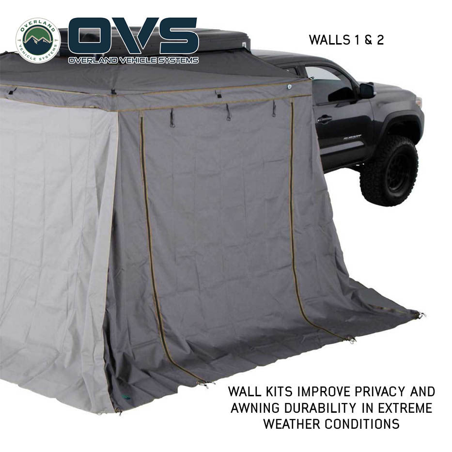 HD Nomadic 270 LTE Awning Walls - Dark Grey with Green Trim Wall 1 Passenger Closed
