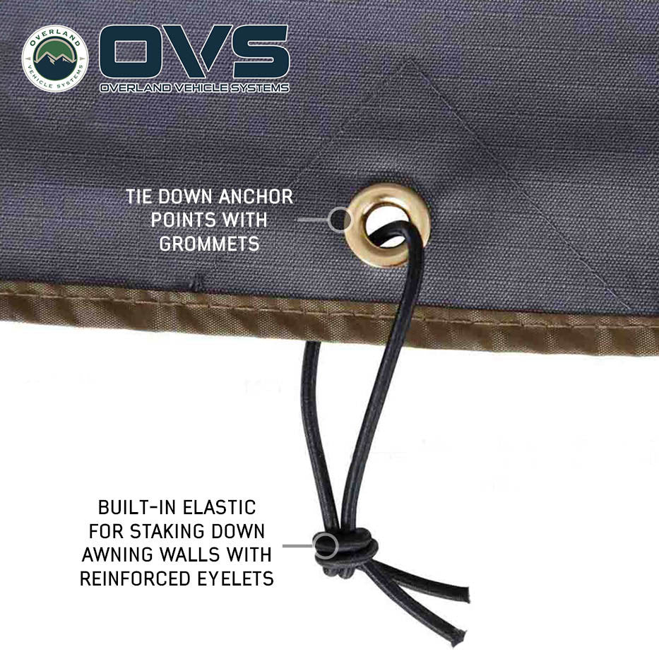 HD Nomadic 270 LTE Awning Walls - Dark Grey with Green Trim Elastic