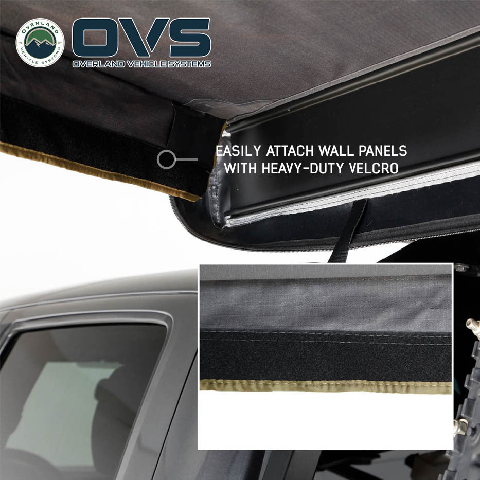 HD Nomadic 270 LTE Awning Walls - Dark Grey with Green Trim Velcro
