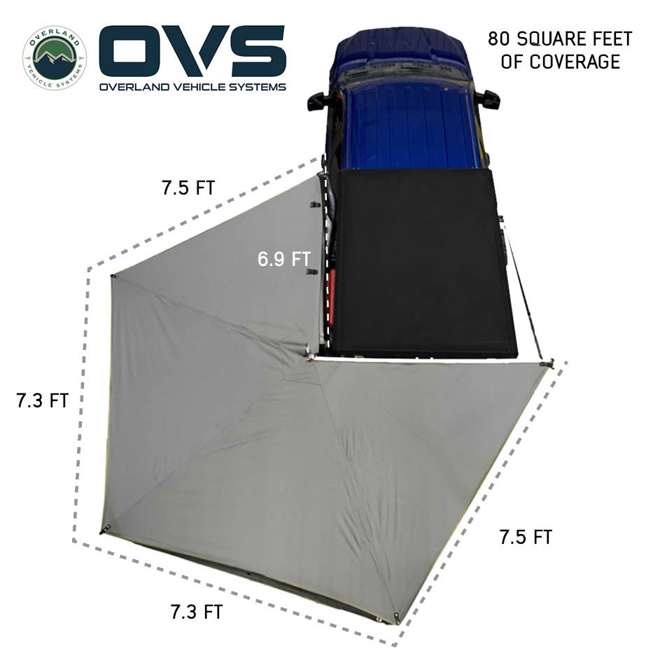 HD Nomadic 270 LT Awning - Driver Side - Dark Gray With Black Travel Cover Universal Dimensions