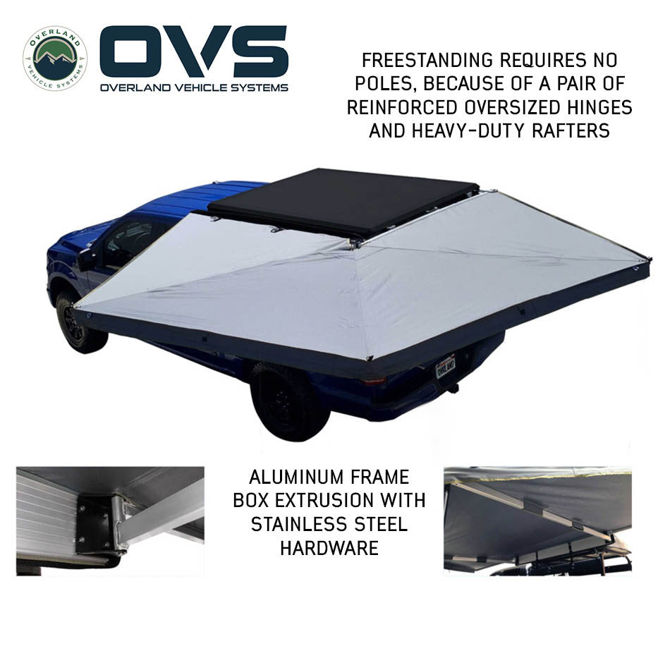 HD Nomadic 270 LT Awning - Driver Side - Dark Gray With Black Travel Cover Universal Top