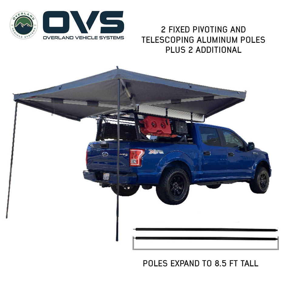HD Nomadic 270 LT Awning - Passenger Side - Dark Gray With Black Travel Cover Universal Bottom