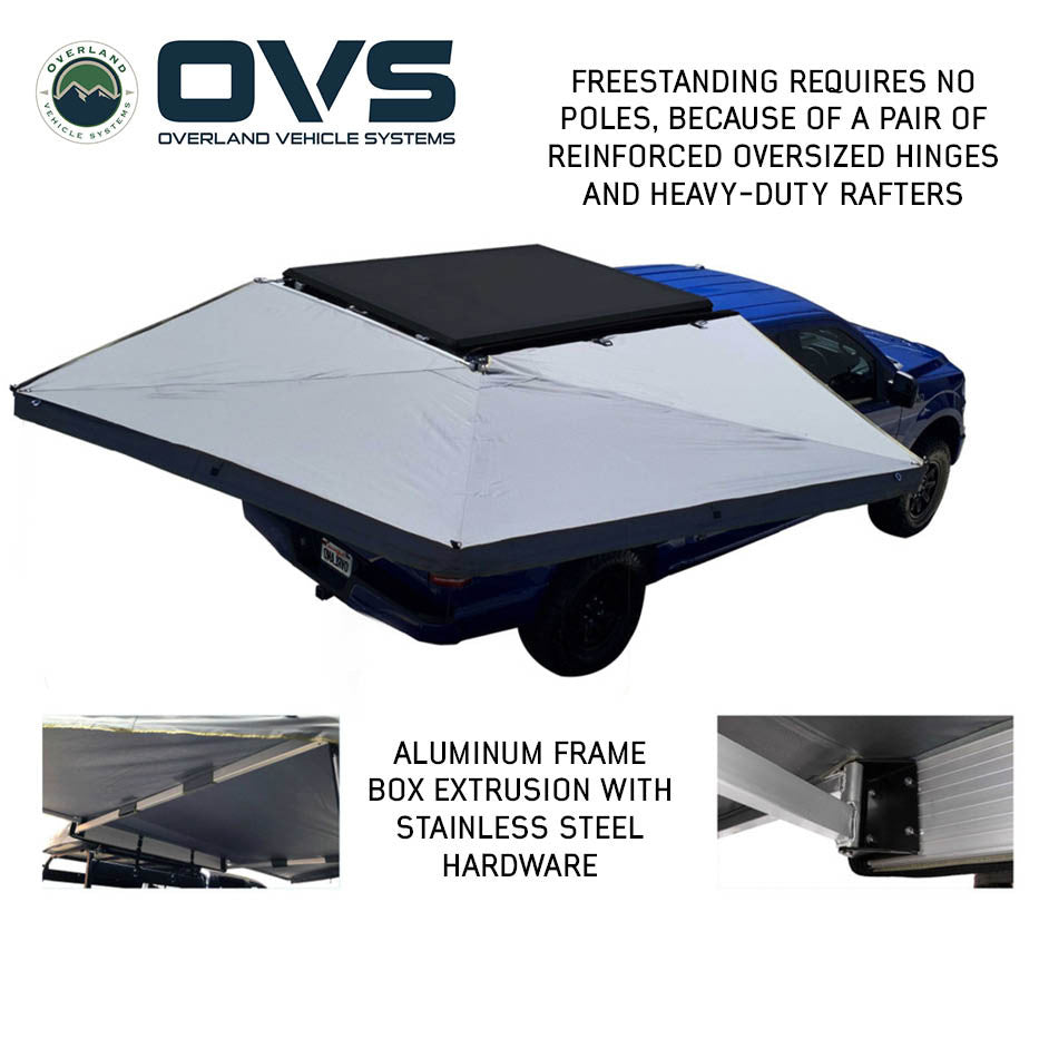 HD Nomadic 270 LT Awning - Passenger Side - Dark Gray With Black Travel Cover Universal Top