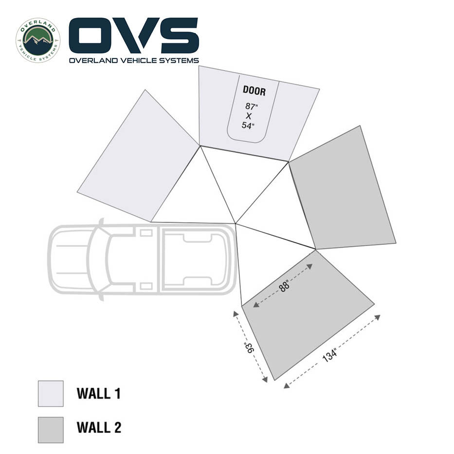 OVS HD Nomadic 270° LT Awning Wall Kit – Dark Grey Ripstop Fabric