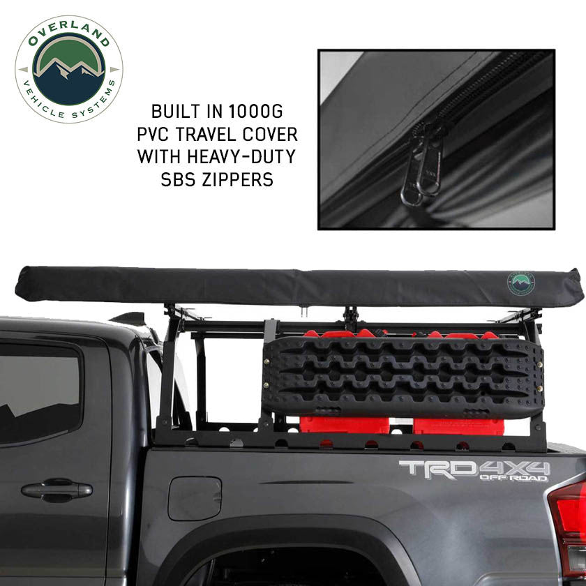 HD Nomadic 90 Degree Awning - Grey Body, Green Trim & Black Travel Cover Travel Cover