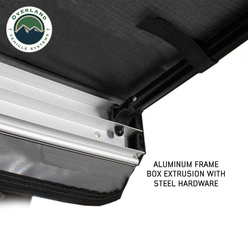 HD Nomadic 90 Degree Awning - Grey Body, Green Trim & Black Travel Cover Aluminum Box Frame