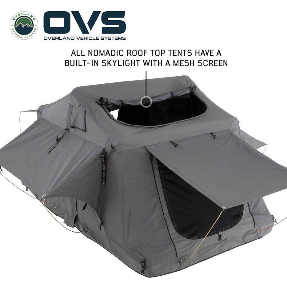 HD Nomadic 2 Person Standard Soft Shell Roof Top Tent, Grey Body & Green Rainfly Bare