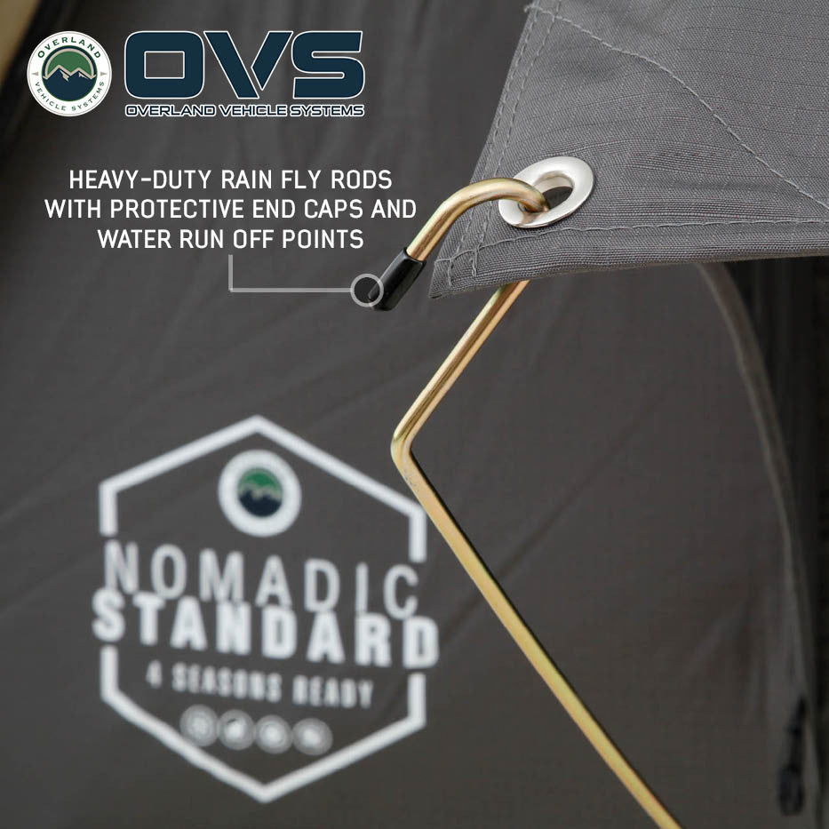 HD Nomadic 3 Person Standard Soft Shell Roof Top Tent, Grey Body & Green Rainfly Rods