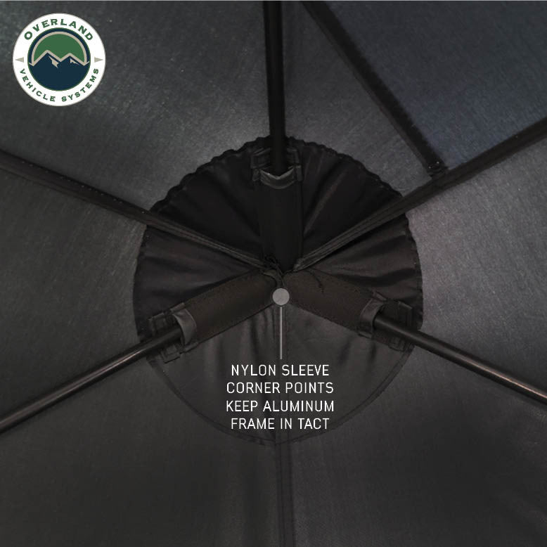 Hub Centric Ground Tent - Black Body & Grey Rainfly Corner