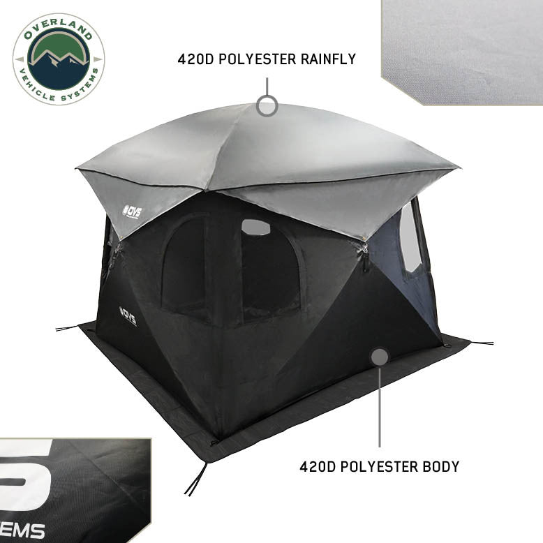 Hub Centric Ground Tent - Black Body & Grey Rainfly Material